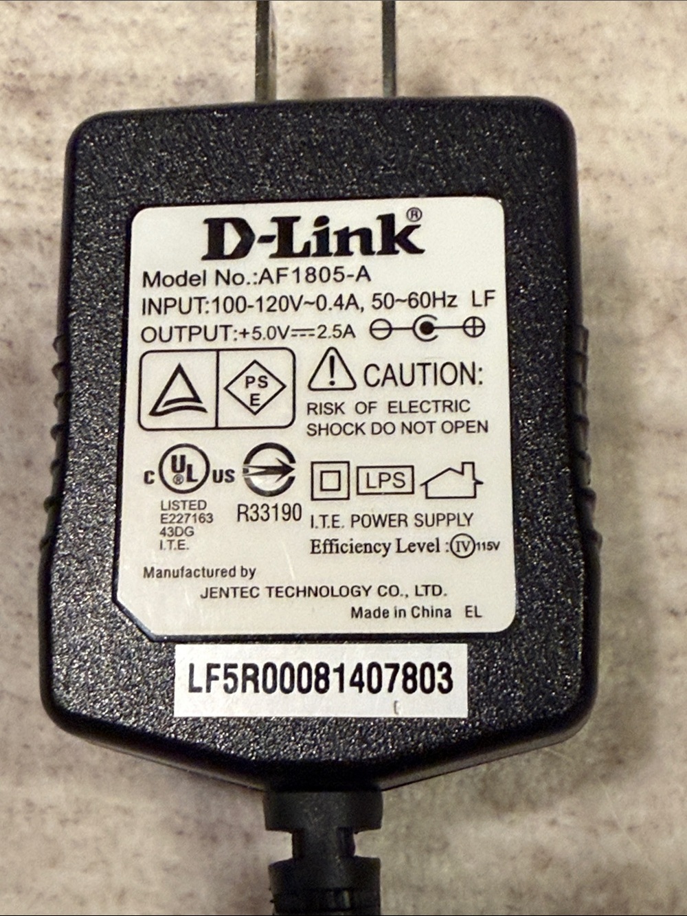 D-Link Black AC Power Adapter with Barrel Connector - Picture 2 of 8